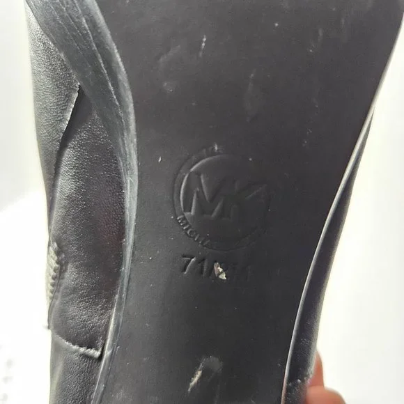 Michael Kors Stiletto High Heel Platform Boots Size 7.5 Black Leather Knee High - Picture 13 of 16